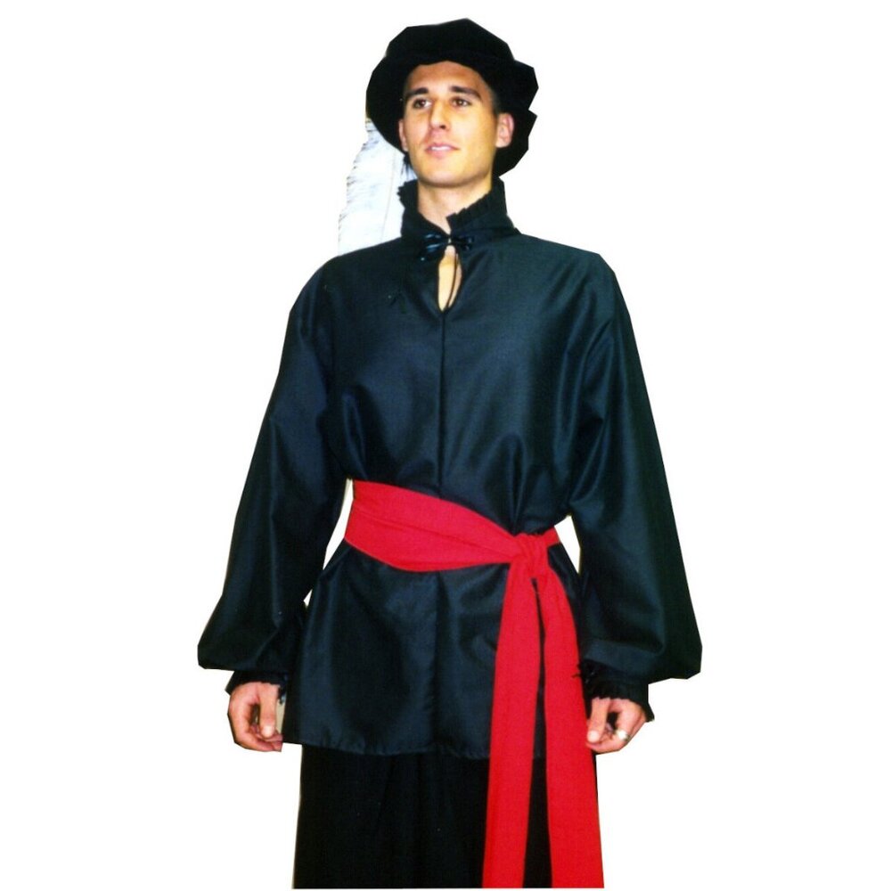 Black Pleated Collar & Cuff Renaissance Shirt Benedict Bridgerton
